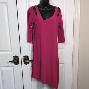Sympli Dress Asymmetrical Hem Shoulder Cut Out Pink Size 6
